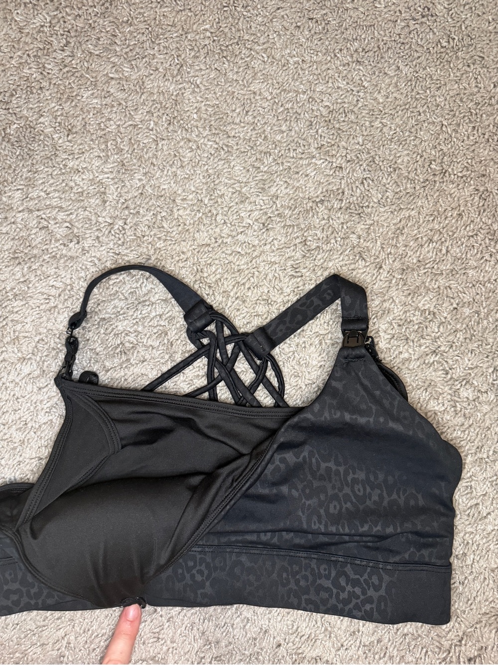 Sweat & Milk Black Leopard-Print Nursing Workout/Sports Bra